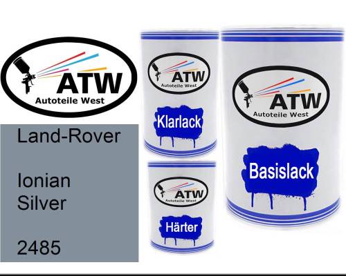 Land-Rover, Ionian Silver, 2485: 500ml Lackdose + 500ml Klarlack + 250ml Härter - Set, von ATW Autoteile West.